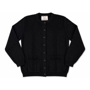 Vintage College Point Black Knit Cardigan USA Made Textured Button Front Sweater